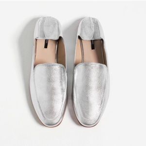 Silver flats loafers